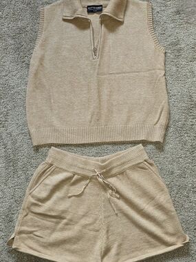 KITTENISH Women's Beige 2 Piece Set
